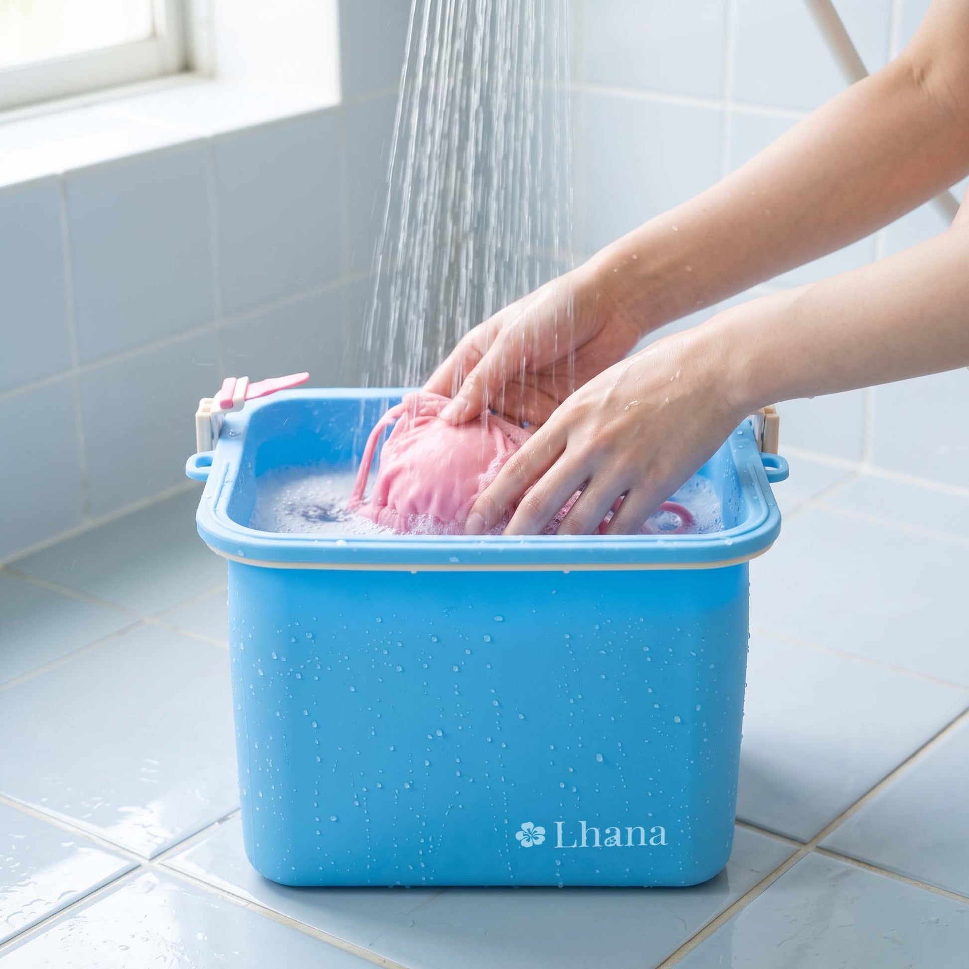 Lhana 防水シリコンバッグ ブルー 洗濯